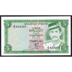 Бруней 5 ринггит 1984 г. (BRUNEI 5 Ringgit / Dollars 1984 g.) P7b:Unc