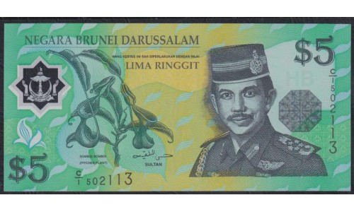 Бруней 5 ринггит 1996 г. (BRUNEI 5 Ringgit / Dollars 1996) P23a: UNC