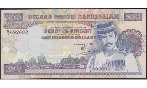 Бруней 100 ринггит 1994 г. (BRUNEI 100 Ringgit / Dollar 1994) P 17: UNC