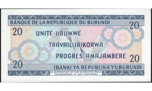 Бурунди 20 франков 1971 (Burundi 20 francs 1971) P 21b : UNC