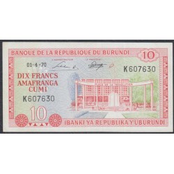 Бурунди 10 франков 1970 год (Burundi 10 francs 1970g.) P20b:Unc
