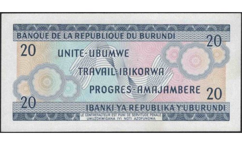 Бурунди 20 франков 1973 (Burundi 20 francs 1973) P 21b : Unc