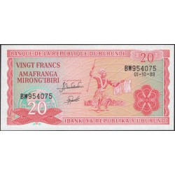 Бурунди 20 франков 1989 (Burundi 20 francs 1989) P 27b : Unc