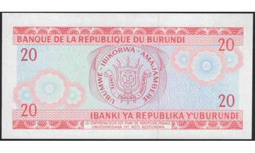 Бурунди 20 франков 1991 (Burundi 20 francs 1991) P 27c : Unc