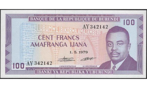 Бурунди 100 франков 1979 (Burundi 100 francs 1979) P 29a : Unc