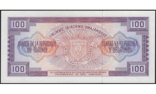 Бурунди 100 франков 1981 (Burundi 100 francs 1981) P 29b : Unc