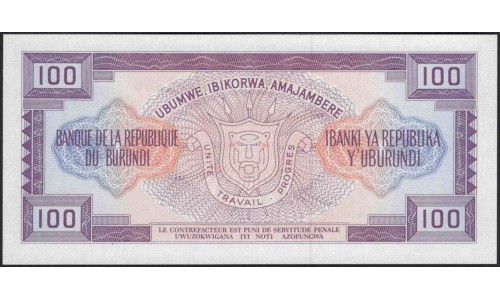 Бурунди 100 франков 1982 (Burundi 100 francs 1982) P 29b : Unc