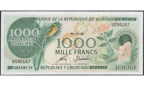 Бурунди 1000 франков 1989 (Burundi 1000 francs 1989) P31d : Unc