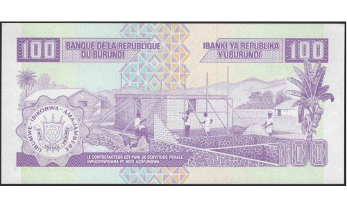 Бурунди 100 франков 1993 (Burundi 100 francs 1993) P 37a : Unc