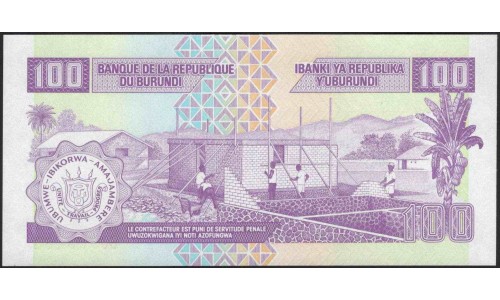 Бурунди 100 франков 2001 (Burundi 100 francs 2001) P 37c : Unc
