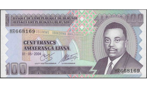 Бурунди 100 франков 2004 (Burundi 100 francs 2004) P 37d : Unc