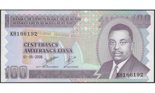 Бурунди 100 франков 2006 (Burundi 100 francs 2006) P 37e : Unc