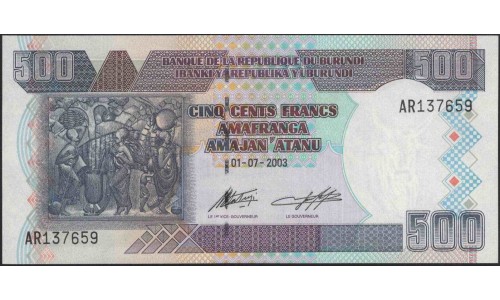 Бурунди 500 франков 2003 (Burundi 500 francs 2003) P 38c : Unc