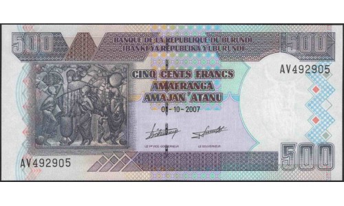 Бурунди 500 франков 2007 (Burundi 500 francs 2007) P 38d : Unc