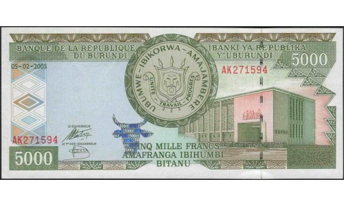 Бурунди 5000 франков 2005 (Burundi 5000 francs 2005) P 42c : Unc