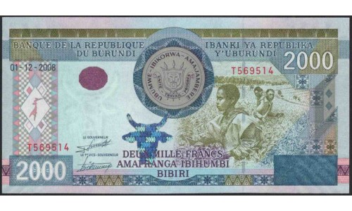Бурунди 2000 франков 2008 год (Burundi 2000 francs 2008) P 47 : Unc