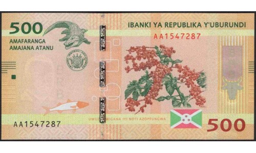Бурунди 500 франков 2015 год (Burundi 500 francs 2015) P 50 : Unc