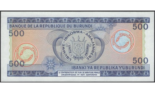 Бурунди 500 франков 1986 (Burundi 500 francs 1986) P 30b : UNC