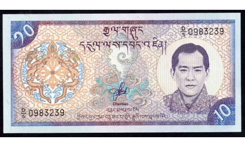 Бутан 10 нгултрум ND (2000 г.) (BHUTAN 10 Ngultrum ND (2000)) P 22: UNC