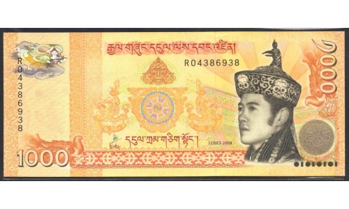 Бутан 1000 нгултрум 2008 г. (BHUTAN 1000 Ngultrum 2008) P 34а: UNC