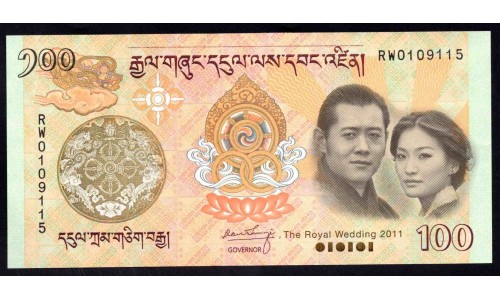 Бутан 100 нгултрум 2011 г. (BHUTAN 100 Ngultrum 2011) P 35: UNC