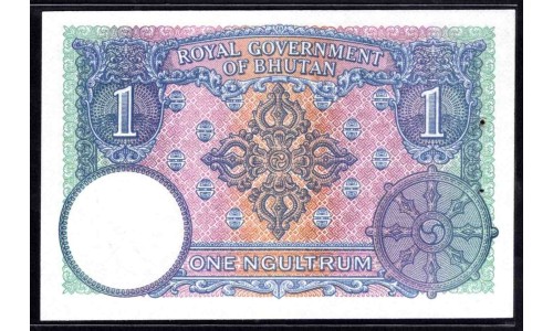 Бутан 1 нгултрум ND (1974 г.) (BHUTAN 1 Ngultrum ND (1974)) P 1: UNC