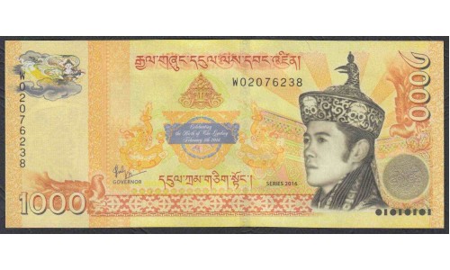 Бутан 1000 нгултрум 2016 г. (BHUTAN 1000 Ngultrum 2016, Birth of the Prince of Bhutan 06.02.2016) P 36: UNC