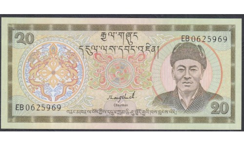 Бутан 20 нгултрум ND (1986-2000 г.) (BHUTAN 20 Ngultrum ND (1986-2000)) P 16b: UNC