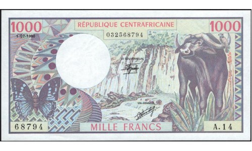 Центральная Африканская Республика 1000 франков 1980 (Central African Republic 1000 francs 1980) P 10 : UNC