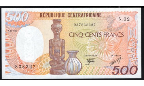 Центральная Африканская Республика 500 франков 1986 г. (Central African Republic 500 francs 1986) P 14b: UNC 
