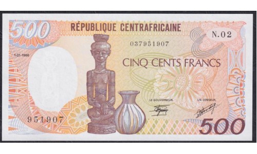 Центральная Африканская Республика 500 франков 01.01.1986 года  (Central African Republic 500 francs 01.01.1986) P14b: UNC