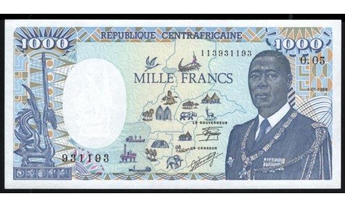 Центральная Африканская Республика 1000 франков 1-01-1988 года  (Central African Republic 1000 francs 1-01-1988) P 16(3): UNC 