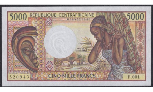 Центральная Африканская Республика 5000 франков 1984 года, 520943 (Central African Republic 5000 francs 1984) P12a: UNC-/UNC