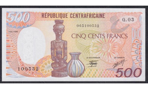 Центральная Африканская Республика 500 франков 1989года  (Central African Republic 500 francs 1989) P14d: UNC