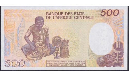 Центральная Африканская Республика 500 франков 1989года  (Central African Republic 500 francs 1989) P14d: UNC