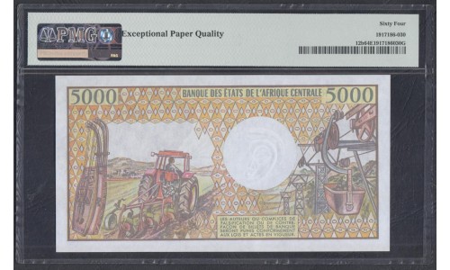 Центральная Африканская Республика 5000 франков 1984 года (Central African Republic 5000 francs 1984) P12b: UNC PMG 65 EPQ