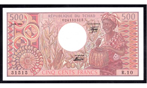 Чад 500 франков 1984 г. (CHAD 500 francs 1984) P 6: UNC 