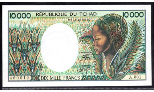 Чад  10000 франков ND (1984 - 91 г.) (CHAD 10000 francs ND (1984 - 91 g.)) P12а:Unc
