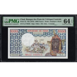 Чад 1000 франков 1974 - 1978 г. (CHAD 1000 francs 1974 - 1978) P 3a : UNC PMG 64 EPQ