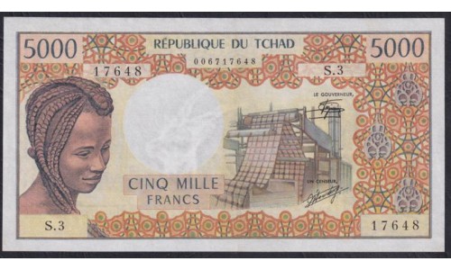 Чад 5000 франков 1978 года, 17648 (CHAD 5000 francs 1978) P 5b: XF