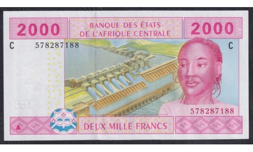 Чад 2000 франков 2002 года (CHAD 2000 francs 2002, CENTRAL AFRICAN STATES - Chad) P 608Cd: UNC 