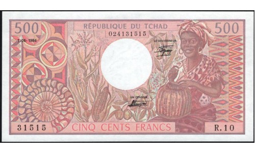 Чад 500 франков 1984 (CHAD 500 francs 1984) P 6 : UNC -/UNC