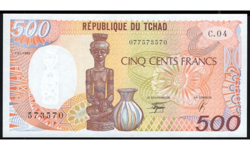 Чад 500 франков 01-01-1990 (CHAD 500 francs 01-01-1990) P 9c: UNC