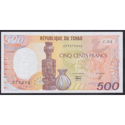 Чад  500 франков 01.01.1990 года, 575982 (CHAD 500 francs 01.01.1990) P 9c: UNC 