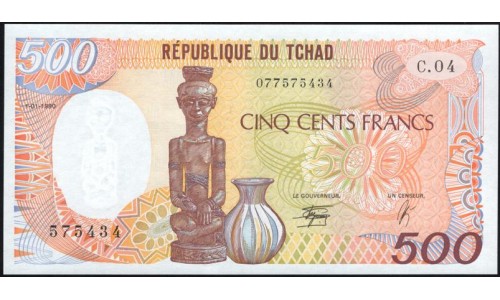 Чад 500 франков 1990 (CHAD 500 francs 1990) P 9c : UNC