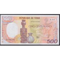 Чад 500 франков 1990 (CHAD 500 francs 1990) P 9c: XF/aUNC