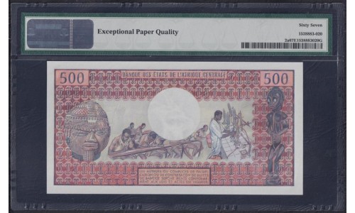 Чад 500 франков 1974 года, 96943 (CHAD 500 francs 1974) P 2a: PMG 67 Superb Gem UNC EPQ