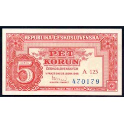 Чехословакия 5 корун 1949 г. (CZECHOSLOVAKIA 5 Korún 1949) P68:Unc