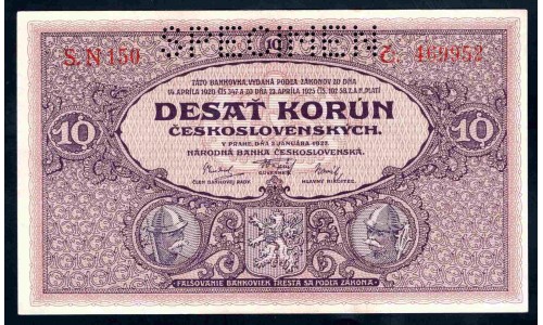 Чехословакия 10 корун  1920г. (CZECHOSLOVAKIA 10 Korun 1920) P20:Unc SPECIMEN