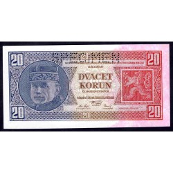 Чехословакия 20 корун 1925 г. (CZECHOSLOVAKIA 20 Korun 1925) P21с:Unc SPECIMEN